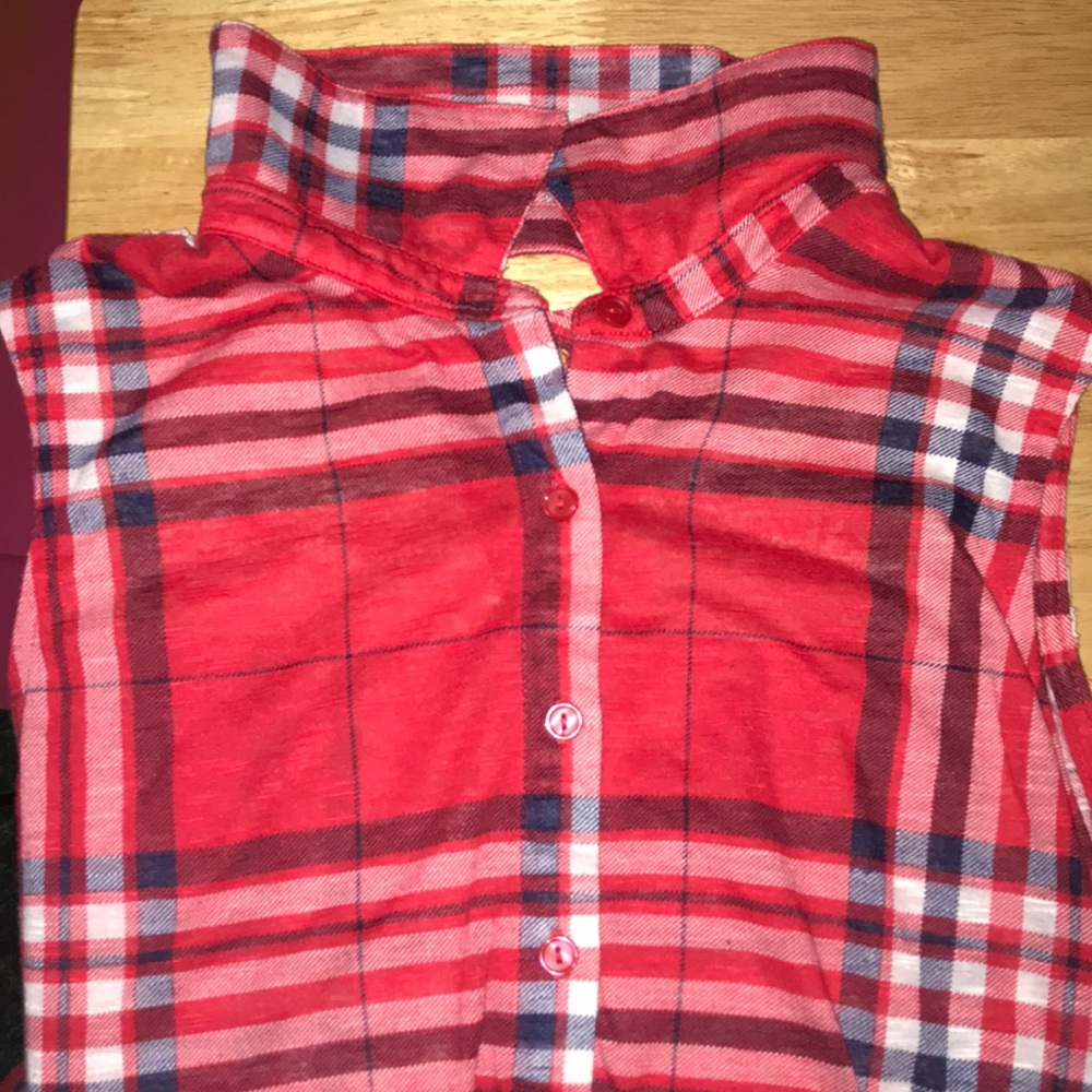 Flannel sleeveless tank top